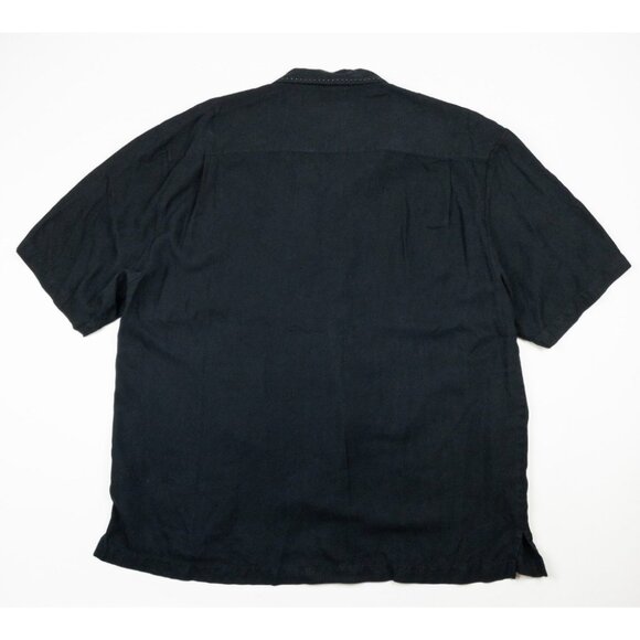 Nat Nast Silk Panel Camp Shirt Men's Large Black Striped Embroidered Bowling - Picture 4 of 12